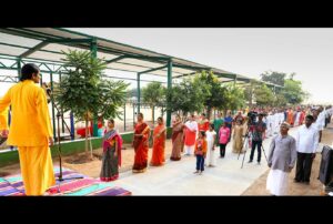 Brahmachari Kedarananda leads Energization Exercises, Bellary.