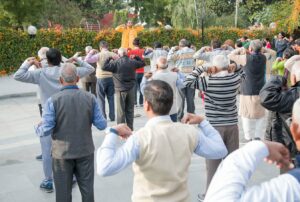 Brahmachari Chaitanyananda leads Energization Exercises, Chandigarh.