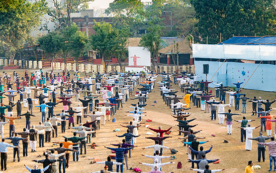 YSS members performing Energization Exercise in Ranchi.