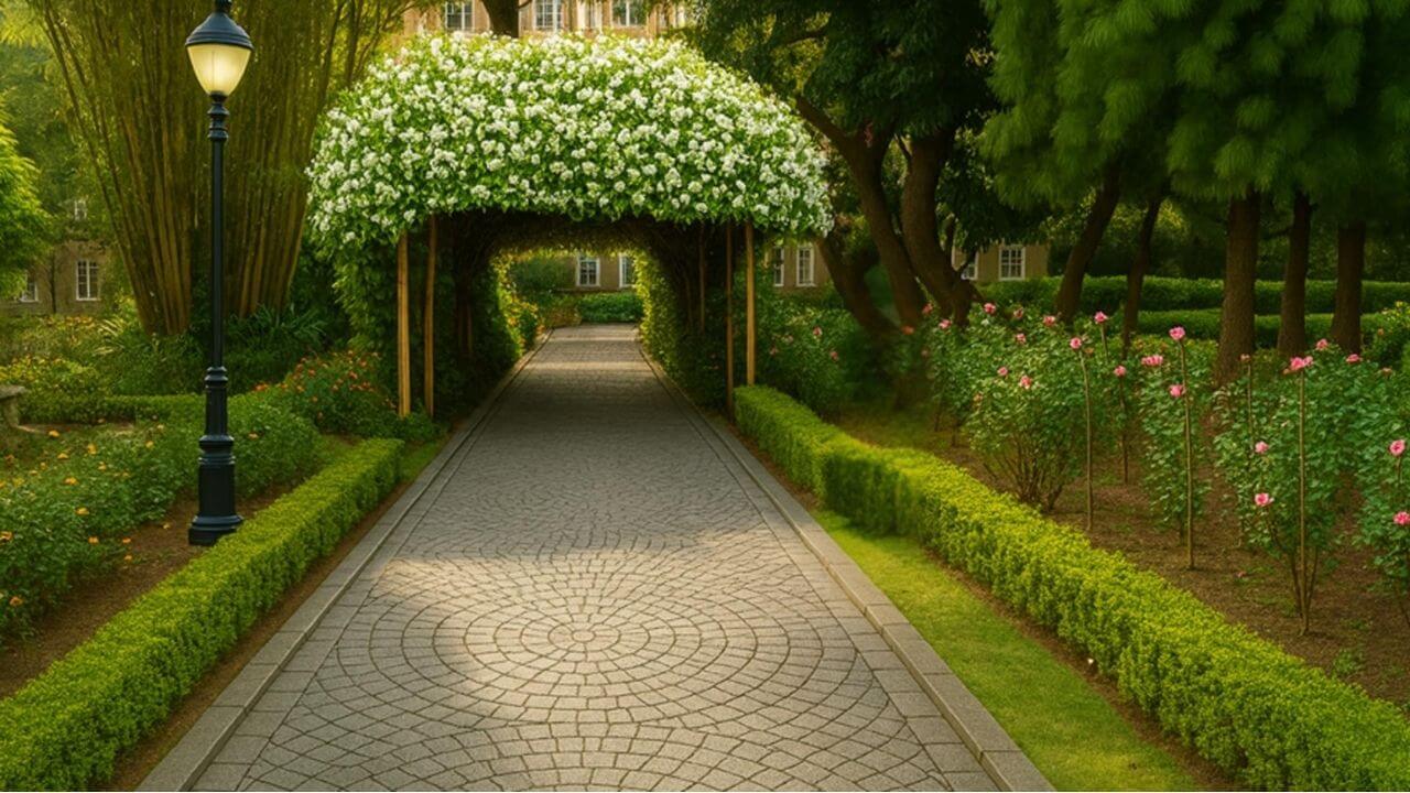 Rendering of the paved pathway opposite Smriti Mandir going towards Sevalaya…