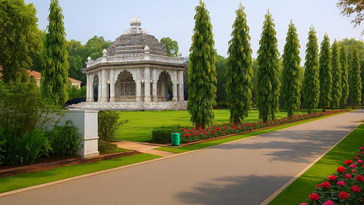 Concrete peripheral road along Smriti Mandir