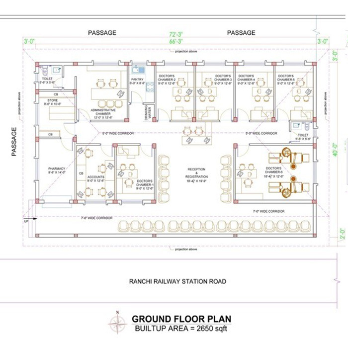 YSS Janmotsav 2026 Appeal - Rendering of the floor plan of Sevashrama OPD block at YSS Ranchi Ashram