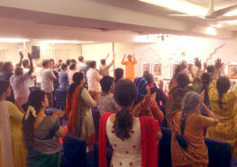 Devotees of Chennai kendra practise the YSS healing technique.