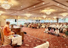 Swami Smaranananda gives an inspirational talk on the auspicious occasion in Hyderabad.