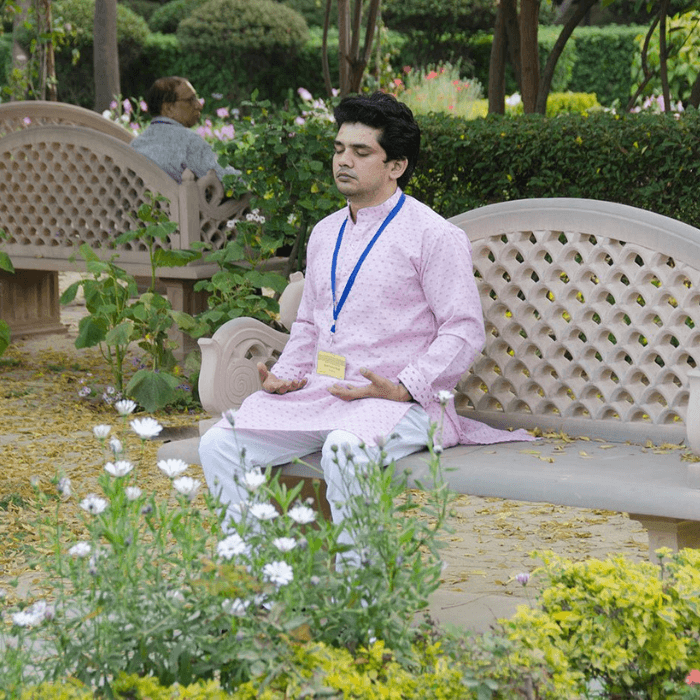 YSS Noida Ashram – Devotee Meditating